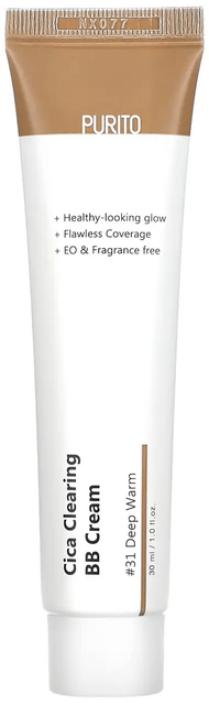 Purito Seoul Cica Clearing BB Cream BB-крем для чутливої шкіри з центелою #31 глибокий теплий 1433 фото