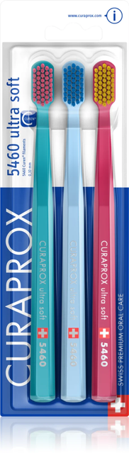 Набір зубних щіток Curaprox CS 5460 Ultra Soft ультрам'яка Бірюзова + Блакитна + Рожева 3 шт 15453 фото