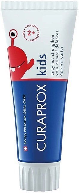 CURAPROX TPkids950S Дитяча зубна паста з полуничним смаком. З фтором 950ppm. Для малюків з першого зубчика 1508 фото