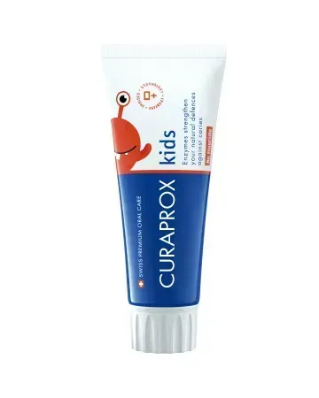 Дитяча зубна паста Curaprox Kids Toothpasteste без фтору, зі смаком полуниці, 60 мл 138290 фото